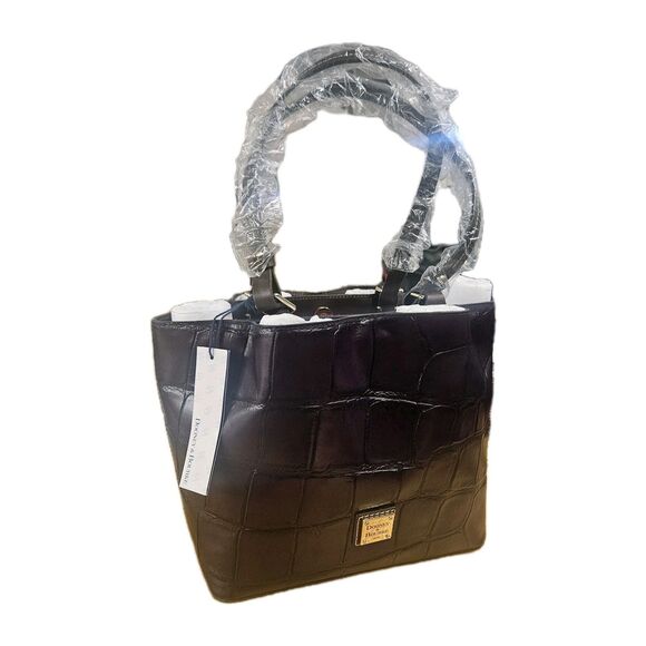 Dooney & Bourke Denison Croco Medium Small Flynn Top Handle Tote Bordeaux NWT - Picture 2 of 8